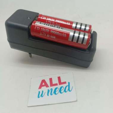 Charger Paket 2 Pcs Baterai 18650 + Universal 2 Slot Battery 18650