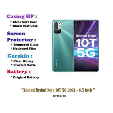 Xiaomi Redmi Note 10T 5G 2021 - 6.5 inch - Case - Screen Protector - Battery - Dll Clear Hard Case