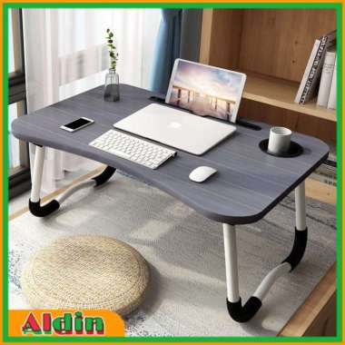 Meja Laptop Lipat Adjustable Portable Rotate Laptop Desk - Wooden tinggi
