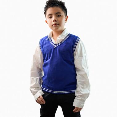 Jfashion Rajut Vest Rompi Anak Sekolah - Clay 4 Biru