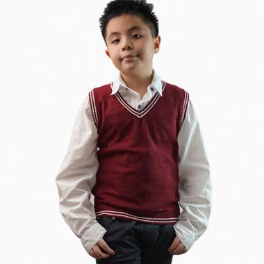 Jfashion Rajut Vest Rompi Anak Sekolah - Clay 8 Maroon