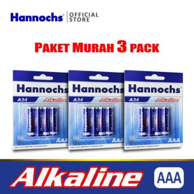 Hannochs Alkaline AAA/A3 Battery [4 Pcs/ Paket 3 Pack] baterai