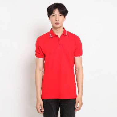 POLICE Polo Shirt Krah Stripes Pria 207200031 RED F1 M