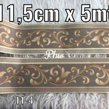 WALLPAPER BORDER LIST DINDING MOTIF KLASIK ABU EMAS GOLD MEWAH GLITER