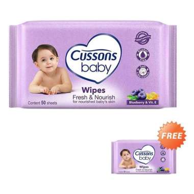Cussons Baby Wipes Buy 1 get 1 Tissue Basah 50s+50s Tisu basah cussons Ungu