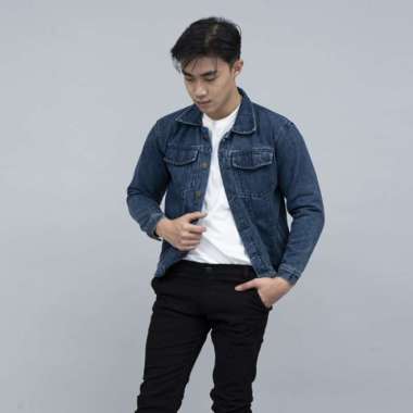Houseofcuff Jaket Denim /Jeans Tebal Unisex Pria Denim Biru XL