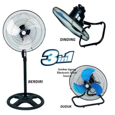 Ikedo KS318 Kipas Angin 18inch Besi Besar 3in1 3 Speed Hitam