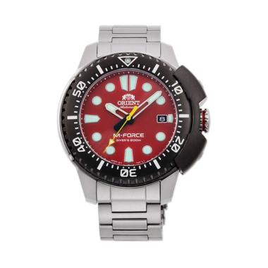 Orient M-Force RA-AC0L02R00B Diver Jam Tangan Pria Stainless Steel Silver Red