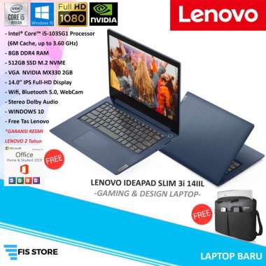 LENOVO Ideapad Slim 3 14 i5-1035G1/8GB/SSD 512GB/NVIDIA MX330 2GB/FHD/Free Ms Office Abyss Blue