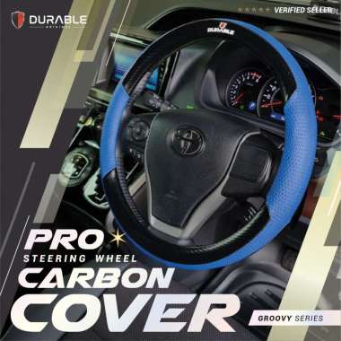Mercy C Class W204 W205 Sarung Steer Stir Cover Setir Mobil Motif Carbon Groovy Durable Carbon Biru