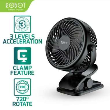 Robot RTBF10 RT-BF10 Fan Mini USB Hand Portable Kipas Angin Jepit Clip Black