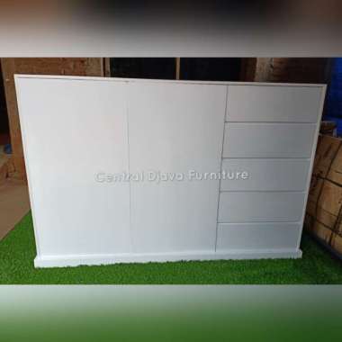 Bufet Meja Konsul Cat Duco Minimalis Buffet TV Kayu Jati Jepara Putih