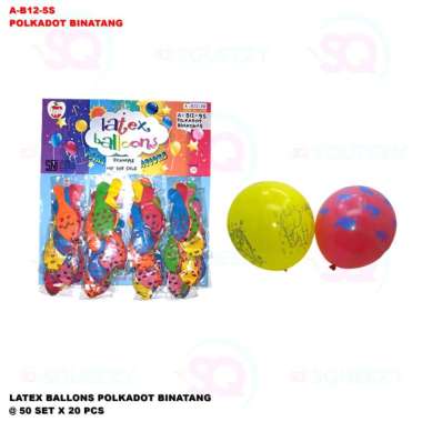 Balon Latex Polkadot Motif - Isi 5 Pcs Binatang
