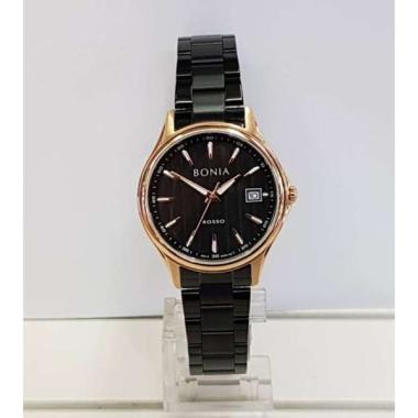 Bonia Rosso BNR182-2 Jam Tangan Wanita Stainless Steel Black Rosegold