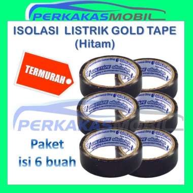 Gold Tape 6 buah Isolasi Isolator Solasi Solatip Selotip Kabel Listrik Hitam Black Vinyl Electrical 