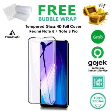 Aeckon Xiaomi Redmi Note 8 / Note 8 Pro - 4D Tempered Glass Full Cover Redmi Note 8 Hitam