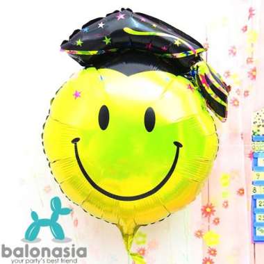 Balon Foil Topi Wisuda Hitam - Multicolor