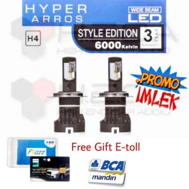 LED PIAA Hyper Arros H4 6000k Lampu Headlamp Mobil Bohlam utama putih