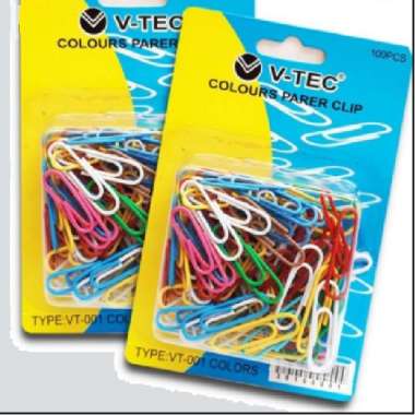 Paper Clip Colours / Klip Kertas Warna / 100 pcs / VT-001 / Klip Kertas V-tec / Colours Paper Clip