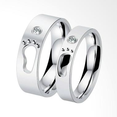 CDHJewelry CC030 Cincin Couple Titanium Anti Karat (Female 7 & Male 9)