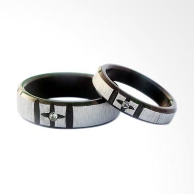 CDHJewelry CC056 Cincin Couple Titanium Anti Karat (Female 7 & Male 7)