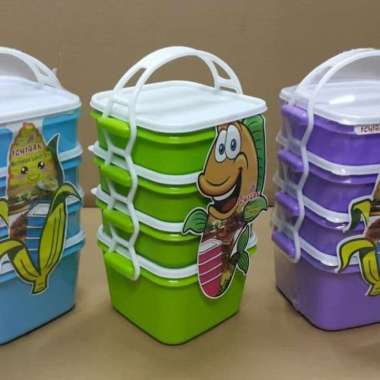 rantang susun 4 ICHIBAN plastik Lunch box kotak makan Rantang Piknik random