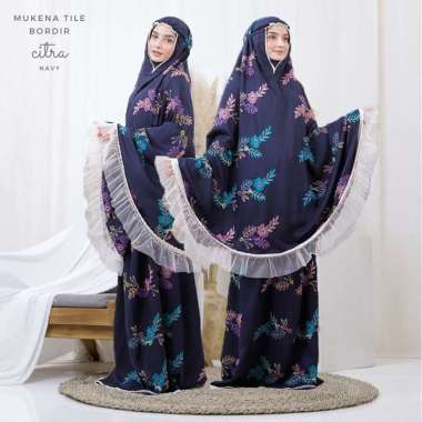 Mukena Dewasa Tile Bordir Citra Navy