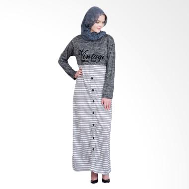 Jfashion Gamis Kombinasi Printing T ... Muslim - Vintage Abu Tua