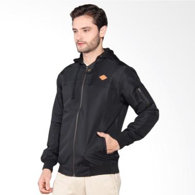 HEMMEH Jaket Bomber Pria - Black Hoody