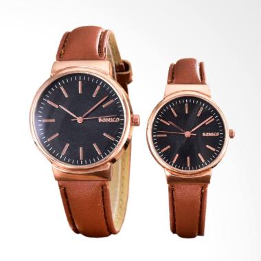 Bonico Leather Strap Jam Tangan Couple - Brown 2868D-GL-RGB