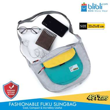 Tas Slingbag Fuku Tas Selempang Distro Unisex - Original 491'Zas | MR 692 Cream