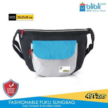 Tas Slingbag Fuku Tas Selempang Distro Unisex - Original 491'Zas | MR 692 Hitam