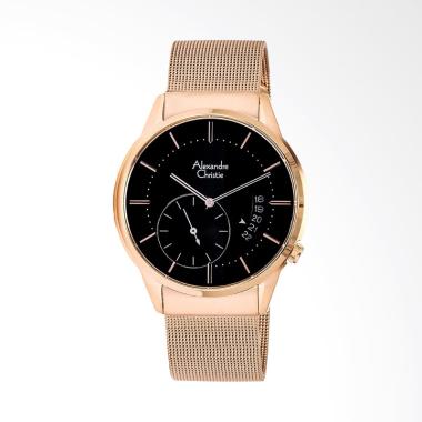 Alexandre Christie Black Dial Stain ... ose Gold ACF-8519-MSBRGBA