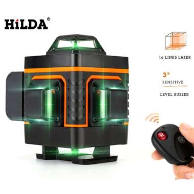 HILDA Mesin Self Leveling Laser Leser Penggaris Garisan 4D 16 Line with Remote alat pelurus dinding