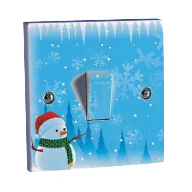 OEM Motif Snowman Natal Saklar Lampu Sticker