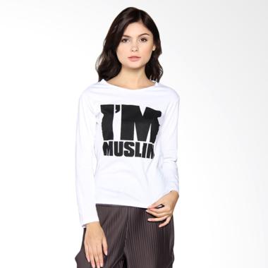 JCLOTHES Kaos Lengan Panjang Wanita I'm Muslim - Putih