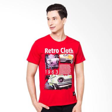 FBW ILSV Retro Car Tee T-Shirt Pria - Merah