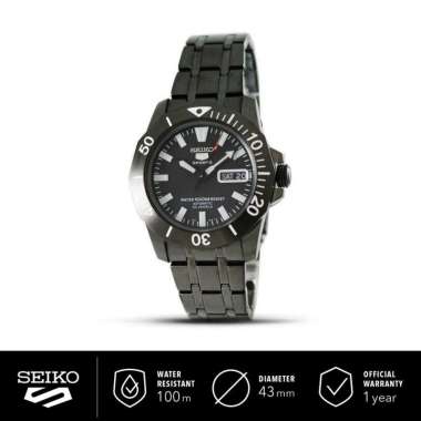 Jam Tangan Pria Seiko 5 SNZF85K1 Black Dial Black Stainless Steel SNZF85 Original