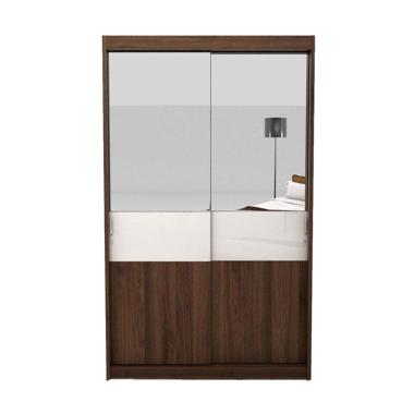 Prissilia Ibiza Wardrobe 2D Sliding Lemari Pakaian - Brown