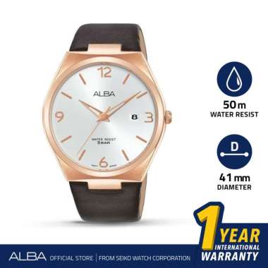 Jam Tangan Pria Kulit Asli Alba AS9H88 Quartz Analog Original