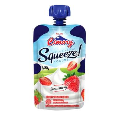 Promo Harga Cimory Squeeze Yogurt Strawberry 120 gr - Blibli