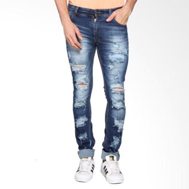 Bronco Slim Fit Ripped Soft Jeans Celana Panjang Pria - Blue 4177