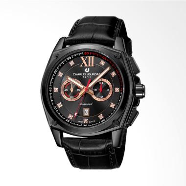 Charles Jourdan Diamond Series Jam Tangan Pria - Black CJ1010-1733C Black - Rose Gold