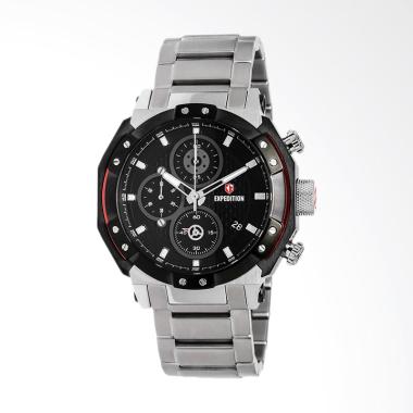 Expedition Man Black Pattern Dial S ... Silver EXF-6385-MCBTBBASL