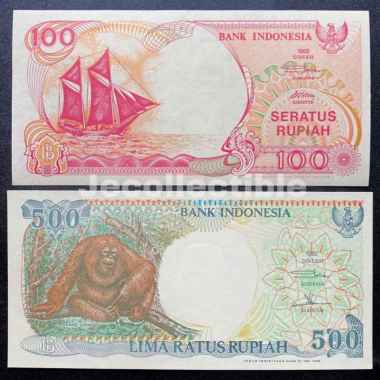 Uang Kuno Set 100 500 Rupiah 1992 UNC GRESS