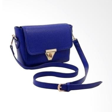 Toko49 Retro Kulit Kunci Segitiga Tas Selempang Wanita - Biru