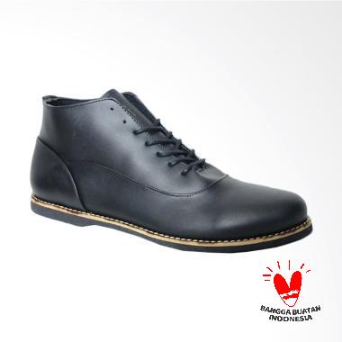 Fellas Shoes Leather Syntetic Sepatu Boots Pria - Black