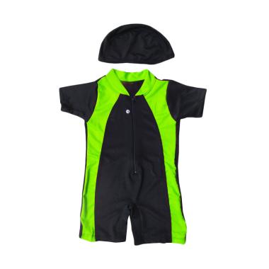 Rainy Collections Topi Hitam Lis Hijau Baju Renang Bayi