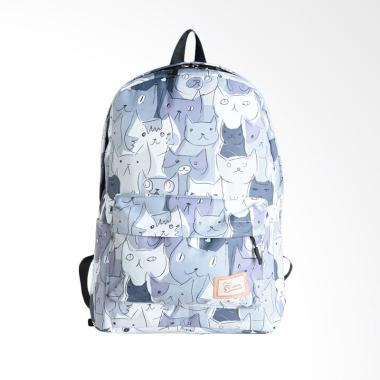 Biubiu Cat Graphic A 80332 Backpack Wanita - Black White