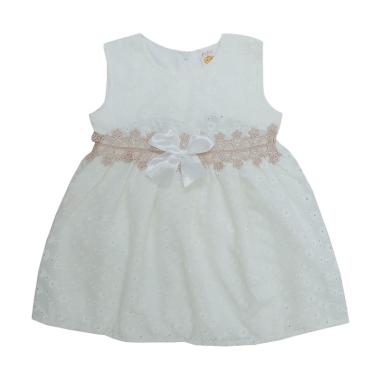PLEU Brokat Renda Pinggang Dress Anak - Broken White